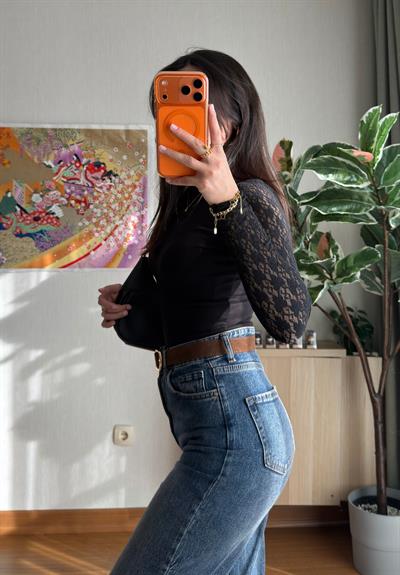 Uiho Dantel Detaylı Body Siyah