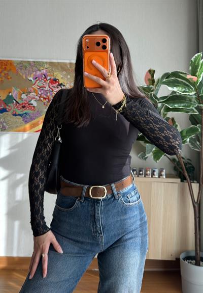 Uiho Dantel Detaylı Body Siyah