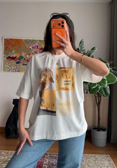 Yellow Baskılı Vintage T-Shirt 