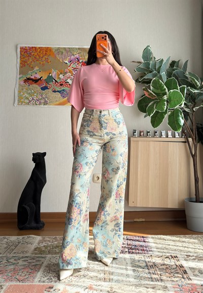 Yuina Yanı Büzgülü T-Shirt Pembe