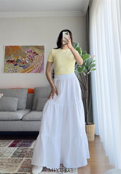 Yuka Katlı Müslin Etek