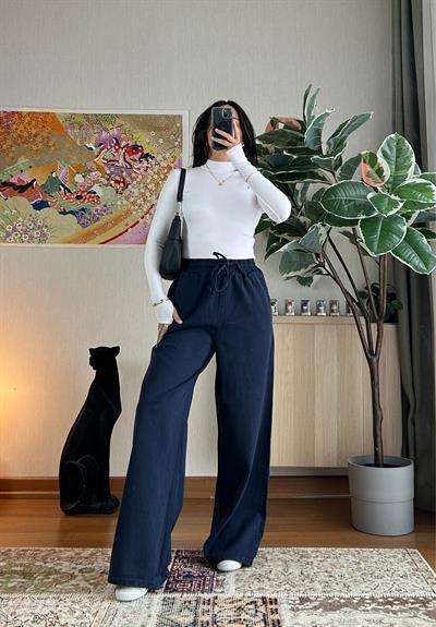 Yüksek Bel Gabardin Pantolon Lacivert