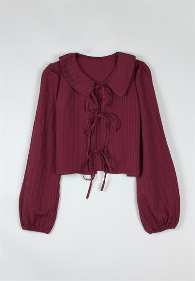 Yume Bebe Yaka Bağlamalı Bluz Bordo