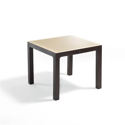 Alezy Wood Kare Çizgili Camlı Masa 90x90cm