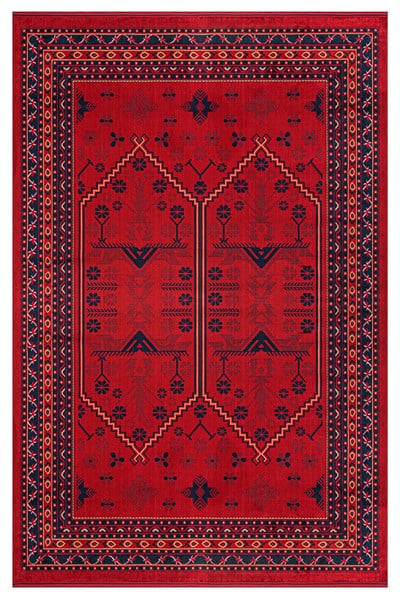 Miras 03 Orjinal Koyu Kırmızı Bordo Desenli Afgan Halısı