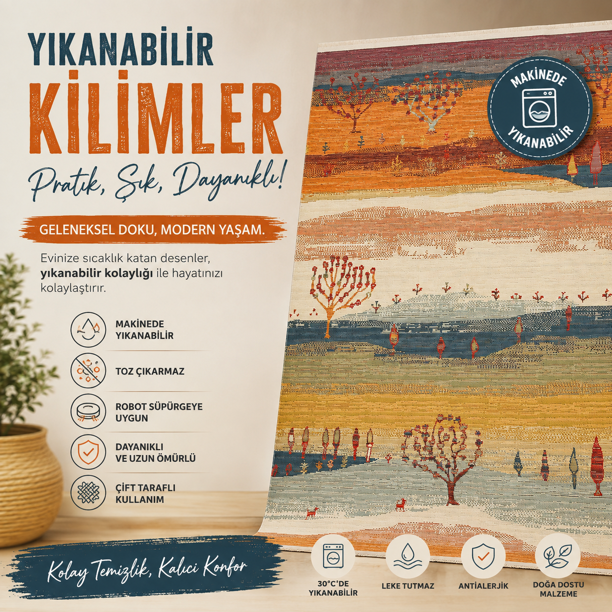 Yıkanabilir Kilimler
