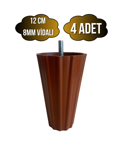 Armut Kahverengi Plastik 12cm 8mm Vidalı Mobilya Koltuk ve Baza Ayağı(12CM)(KAHVERENGİ)(8MM)(VİDALI)