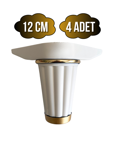 Babil 12cm Plastik Ayak Mobilya Masa ve Dolap Ayağı(12CM)(BEYAZ - ALTIN)
