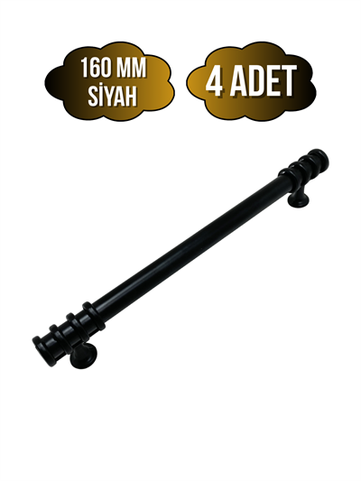 Detay Boru Siyah Desenli Dolap Kulpu Mobilya ve Mutfak Dolap Kulpu(SİYAH)(160MM)