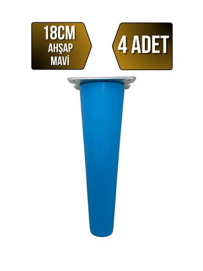 Düz Torna Ahşap Ayak Mobilya Masa ve Dolap Ayağı(MAVİ)(KAYIN / GÜRGEN)