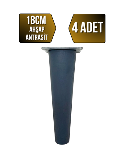 Düz Torna Ahşap Ayak Mobilya Masa ve Dolap Ayağı(ANTRASİT)(KAYIN / GÜRGEN)