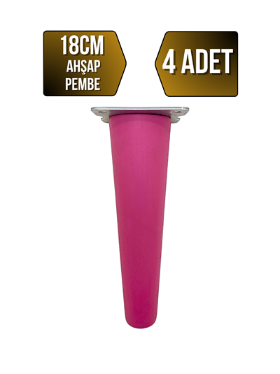 Düz Torna Ahşap Ayak Mobilya Masa ve Dolap Ayağı(PEMBE)(KAYIN / GÜRGEN)