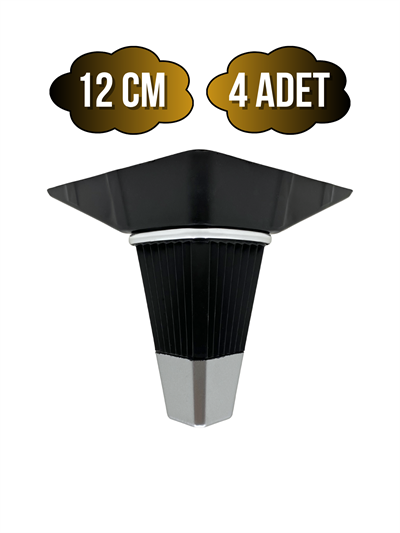 İrem Siyah Krom 12cm Plastik Ayak Mobilya Masa ve Dolap Ayağı(SİYAH KROM)(12CM)
