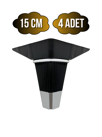 İrem Siyah Krom 15cm Plastik Ayak Mobilya Masa ve Dolap Ayağı(SİYAH KROM)(15CM)