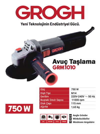 Kablolu Avuç Taşlama 750W Spiral Taşlama Kesici Makinası(GRM1010)(750W)