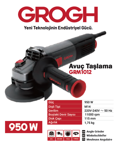 Kablolu Avuç Taşlama 950W Spiral Taşlama Kesici Makinası(GRM1012)(950W)