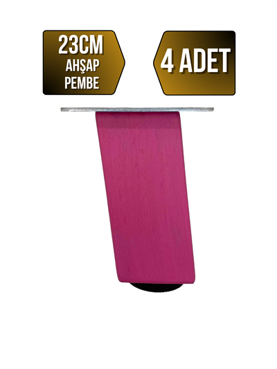 Kale Eğimli Ayarlı Ahşap Ayak Mobilya Masa ve Dolap Ayağı(PEMBE)