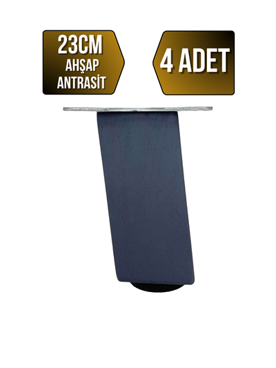 Kale Eğimli Ayarlı Ahşap Ayak Mobilya Masa ve Dolap Ayağı(ANTRASİT)