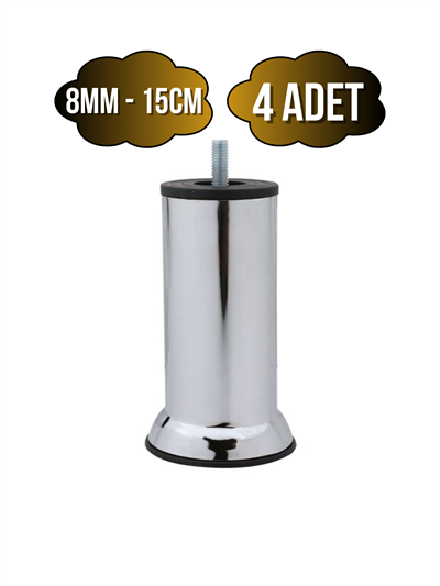 Metal Ayak Vidalı Pasolu Mobilya Yatak Koltuk Baza Ayağı(METAL)(10CM - 12CM - 15CM)(8MM)(VİDALI)