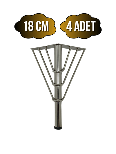 Metal Tel Boru Desenli Ayak Mobilya Masa ve Dolap Ayağı(KROM)(METAL)