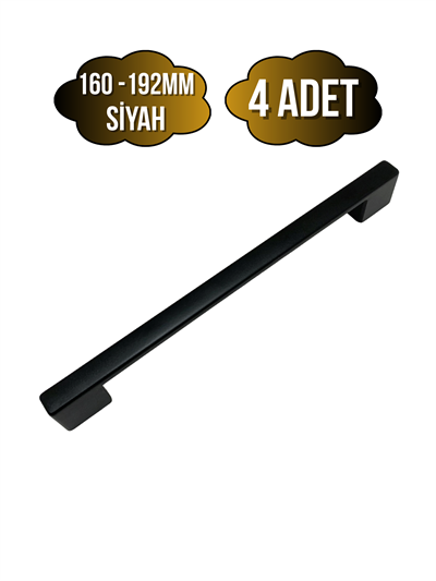 Nobel Köprü Düz Siyah Dolap Kulpu Mobilya ve Mutfak Dolap Kulpu(SİYAH)(160-192MM)