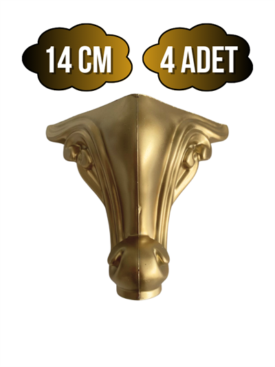 Sultan Lükens Desenli 14CM Plastik Ayak Mobilya Masa ve Dolap Ayağı(14CM)(ALTIN)