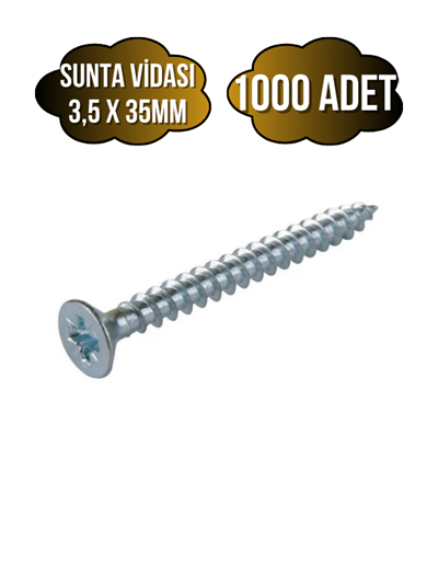 Sunta Vidası 3,5x35mm Çinko Ahşap MDF Montaj Vidası(3,5X35MM)
