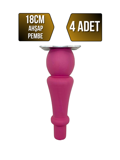 Tombul Torna Ahşap Ayak Mobilya Masa ve Dolap Ayağı(PEMBE)(KAYIN / GÜRGEN)