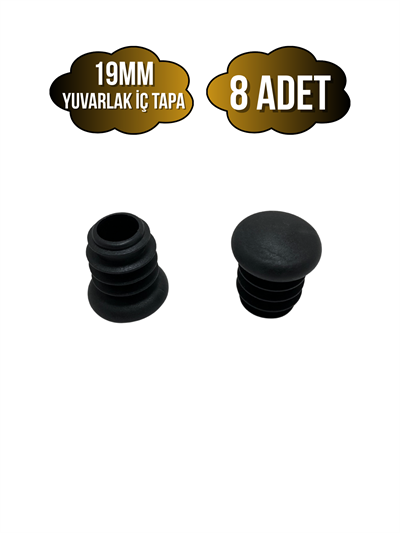 Yuvarlak Demir Profil İç Tapa Geçme Plastik Ayak Geçme Koruma Plastiği(19MM)(SİYAH)