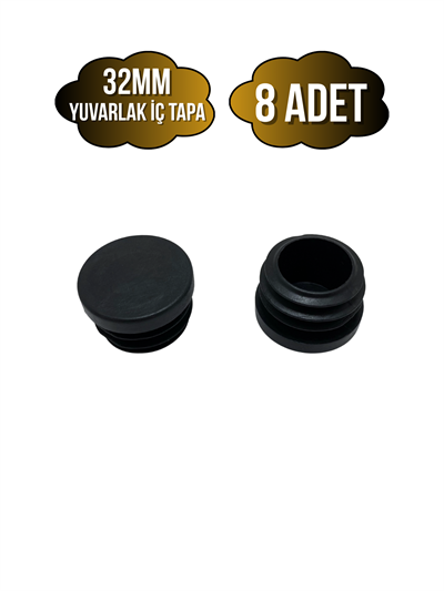 Yuvarlak Demir Profil İç Tapa Geçme Plastik Ayak Geçme Koruma Plastiği(32MM)(SİYAH)