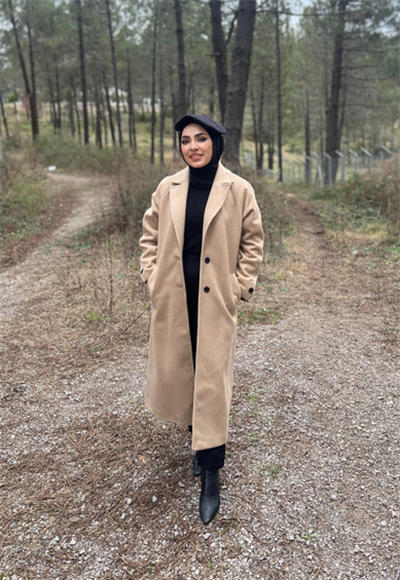 İnce Detaylı Kaşe Kaban | BEJ