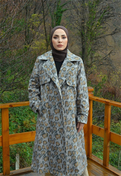 Şık Desenli Kaşe Kaban 
