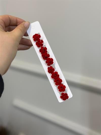 10'Lu Kırmızı Gül Saç Küpesi