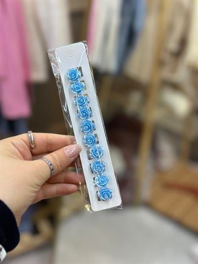 10'lu Mavi Çiçek Saç Küpesi