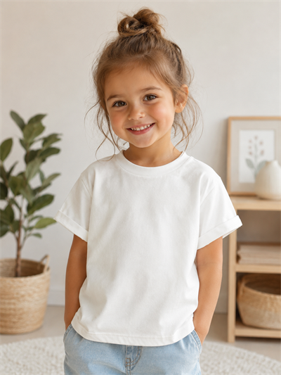 2-10 Yaş Ekru Oversize Basic Tişört