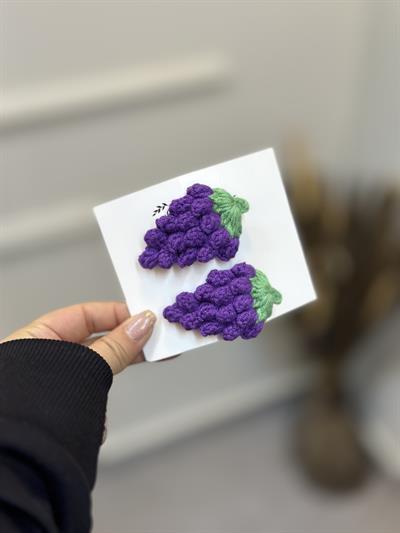 2'li mor üzüm Amigurumi Klips Toka