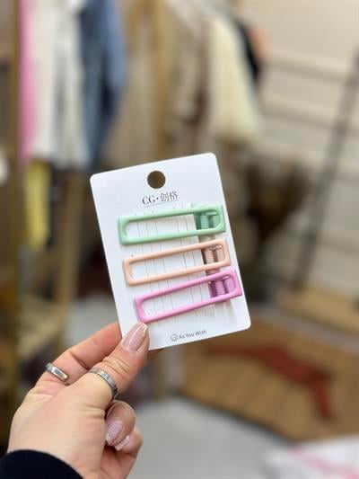 3'lü Dikdörtgen Renkli Klips Set ( Renkler Değişiklik Gösterebilir )