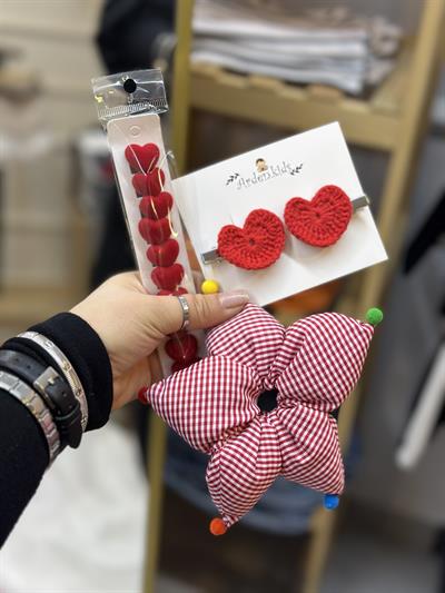 3'lü Kırmızı Saç Aksesuarı