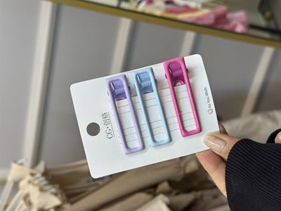 3'lü Renkli İri Dikdörtgen Klips Toka