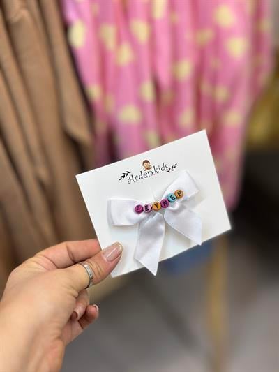 Beyaz İsme Özel Ribbon Toka