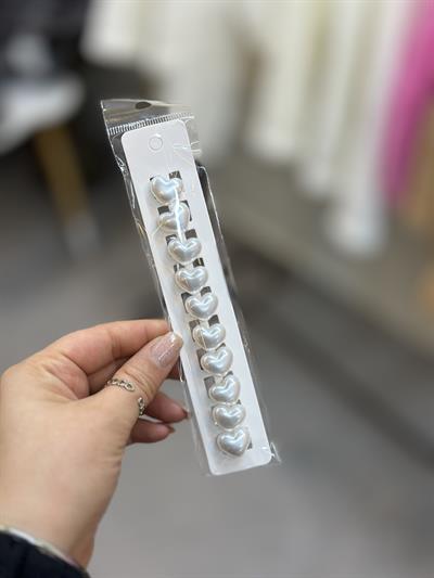 Beyaz Sedefli Kalpli Saç Küpesi