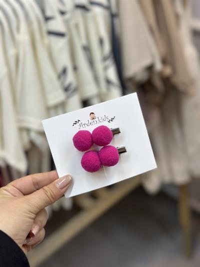 Fuşya Ponpon Klips Toka