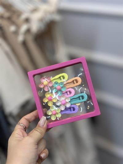 Fuşya Toka Kutulu Klips Set