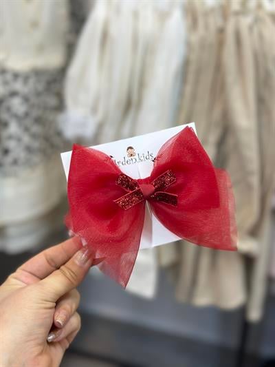 Kırmızı İri Tül Klips Toka