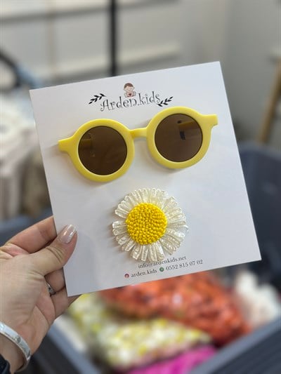 Sarı İskandinav Gözlük & Toka Set
