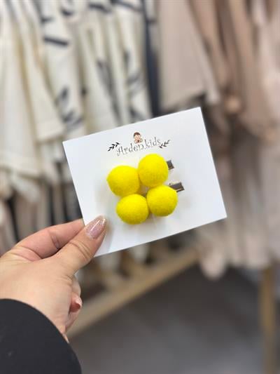 Sarı Ponpon Klips Toka