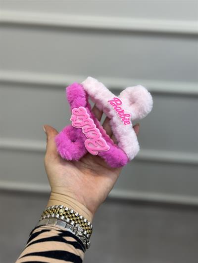 Şeker Pembe Barbie Tüylü Kıstırmalı Toka
