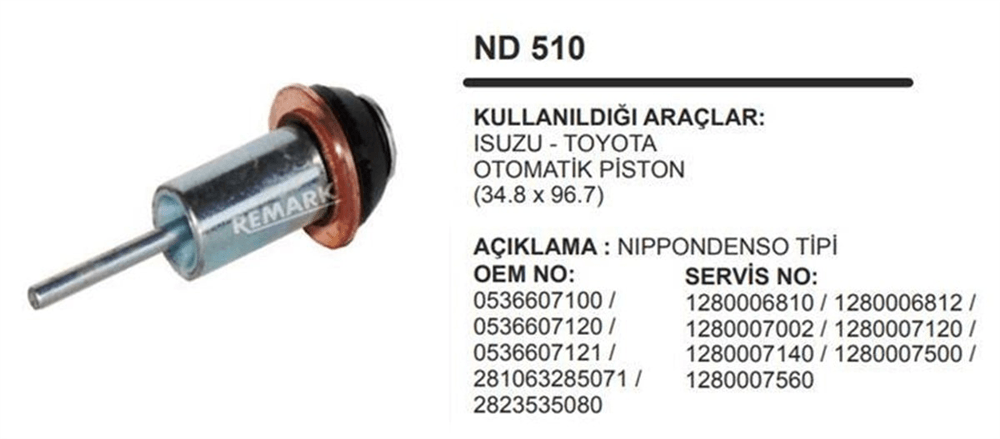 Marş Otomatik Pistonu Isuzu-toyota Premier J9 34.8 X 96.7 | AES ND510