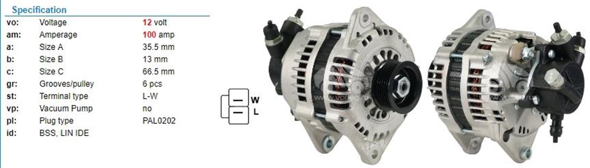 Alternatör 12v 100ah Combo Astra Cıvıc | Delcoremy Dra3794n