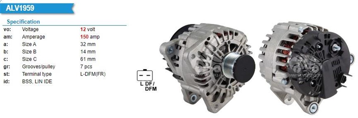 Alternatör 12V 150AH Opel Vivaro 07- Renault Traffıc II Laguna II Valeo Tip 7PK Bilyalı Kasnak | WUTSE ALT23370